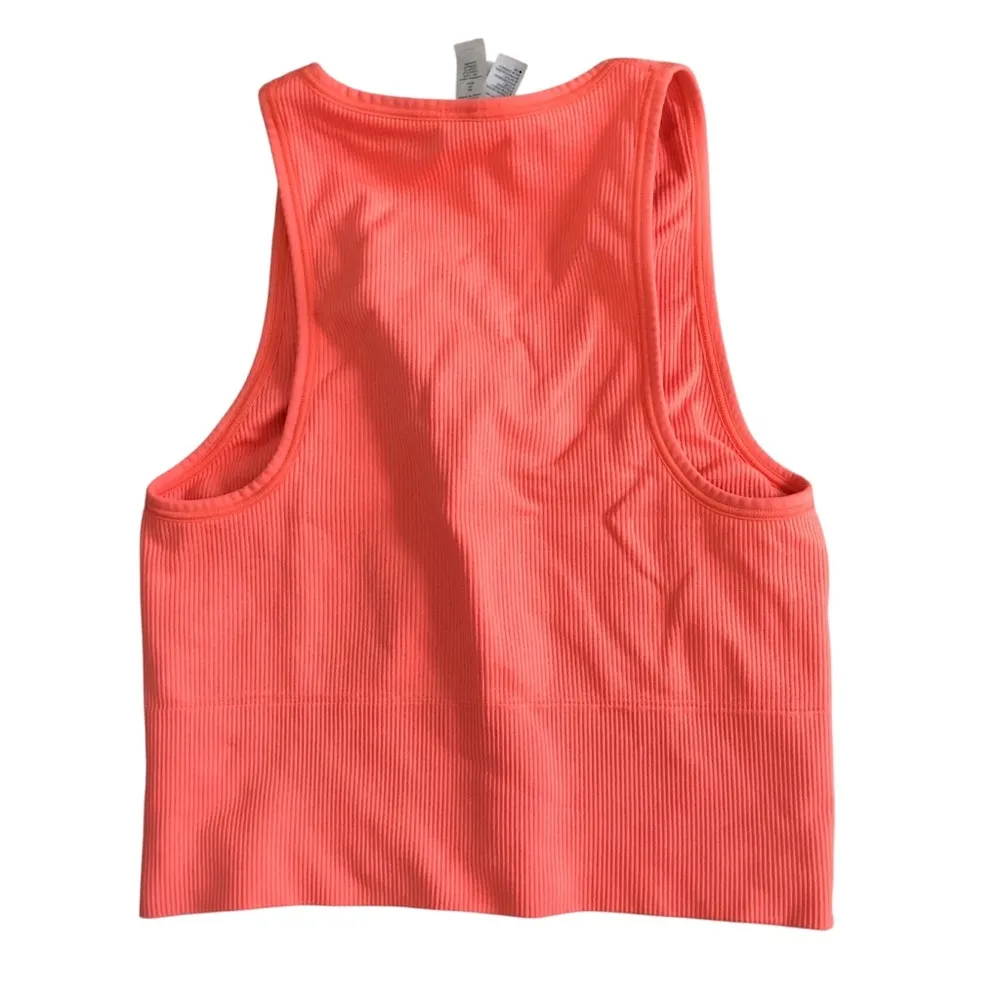 Athleta aurora ribbed cropped camisole ribbed v neck tank top coral XS - Image 2