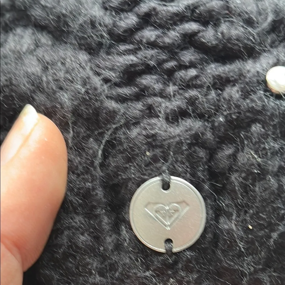 Roxy Cozy Black Knit Beanie with Pom Pom​ - Image 2