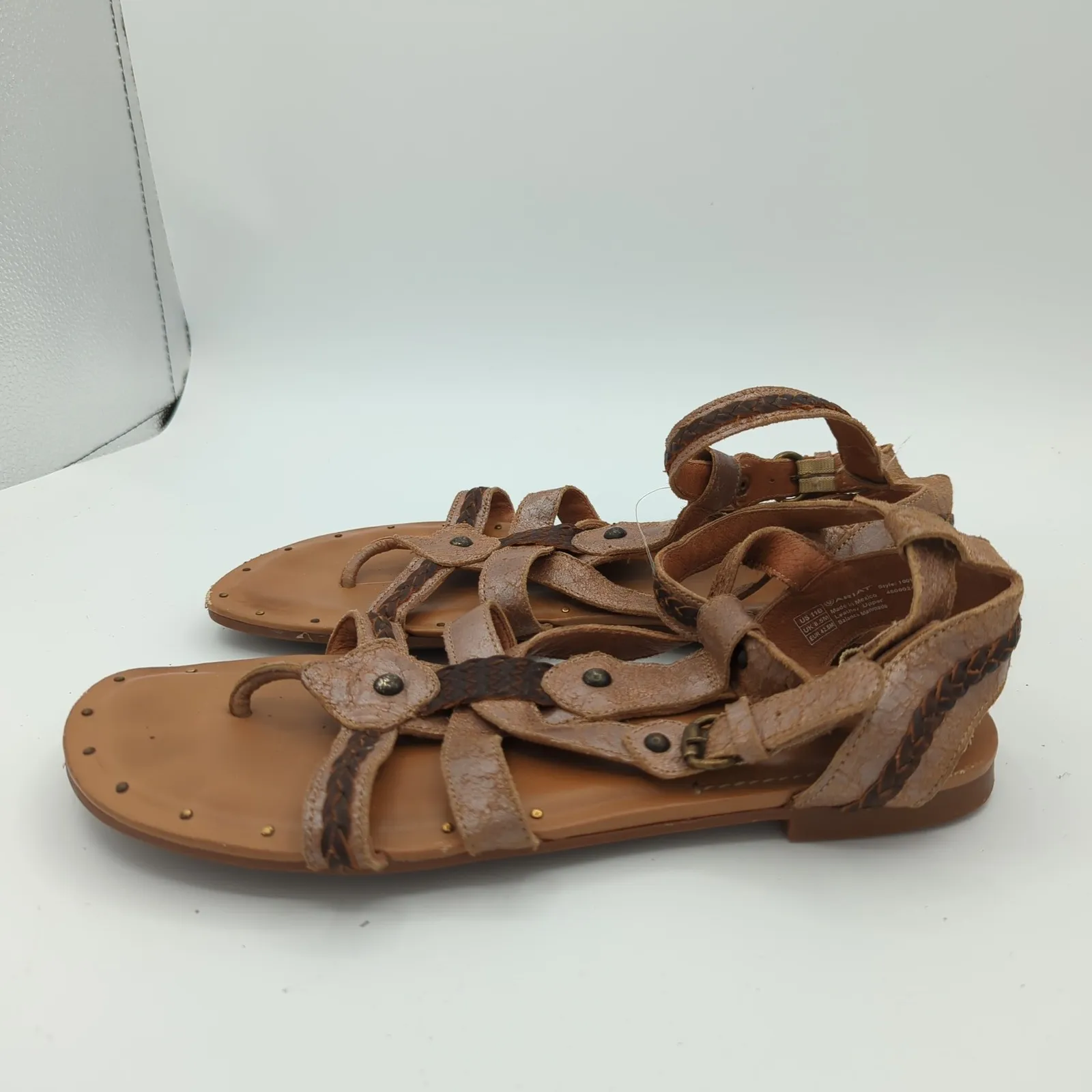 Ariat Women Brown Leather Gladiator Strappy Sandals Flat Size 11B Western Casual - Image 3