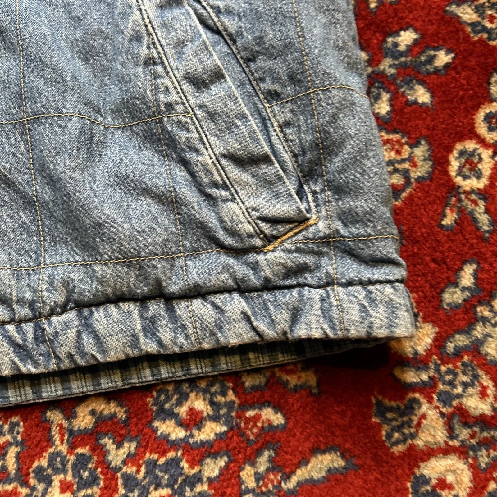 Vtg Gloria Vanderbilt denim full zip reversible vest hoodie women's sz Small 90s - Image 4