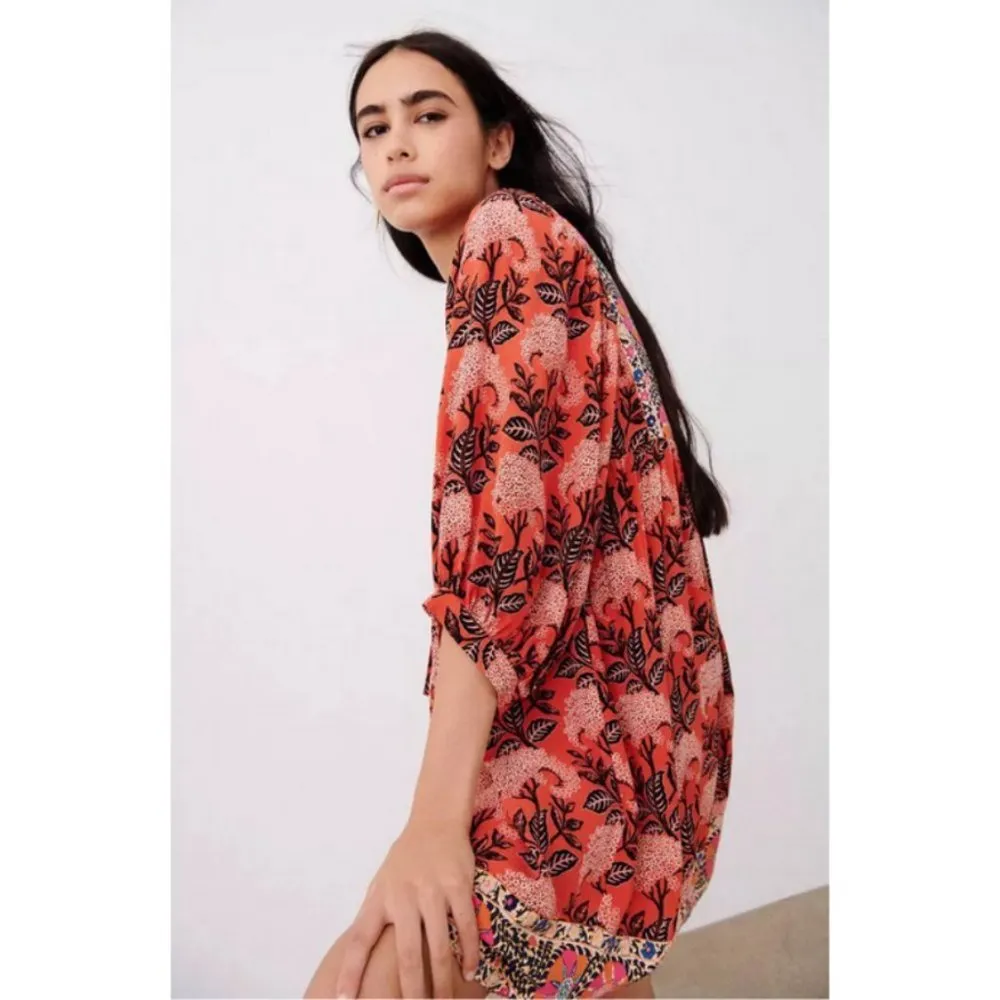 💕BA&SH💕 Gaia Tunic Dress ~ Orange Floral Print XS - Image 4