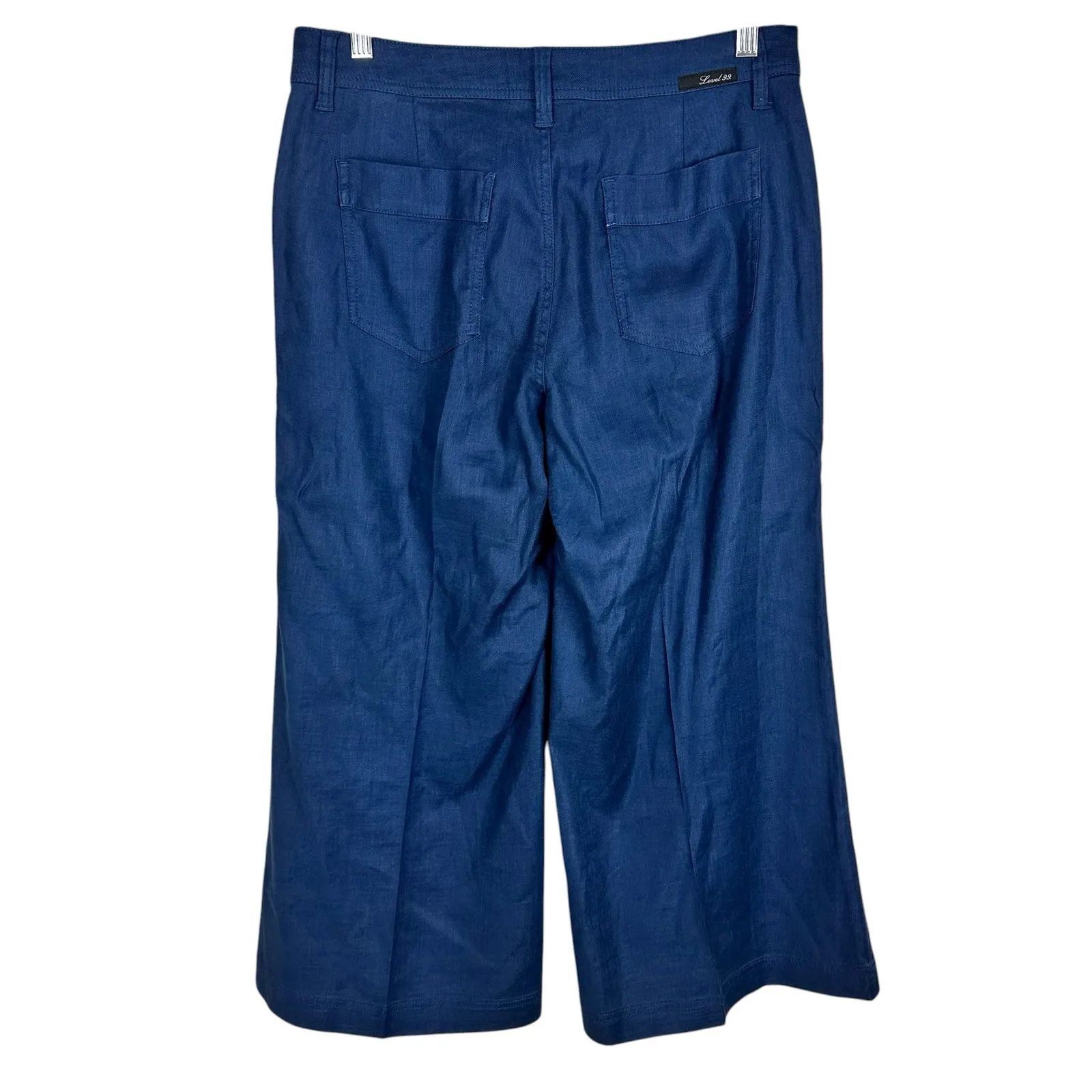 Anthropologie Level 99 Linen Blend Navy Gaucho Wide Leg Capri Pants Size 28 Blue - Image 6