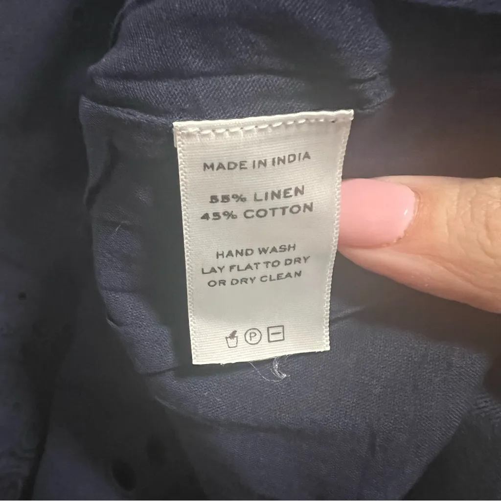 NEW NWT Hill House The Mila Dress One Shoulder Eyelet Dress In Navy Linen - Image 11