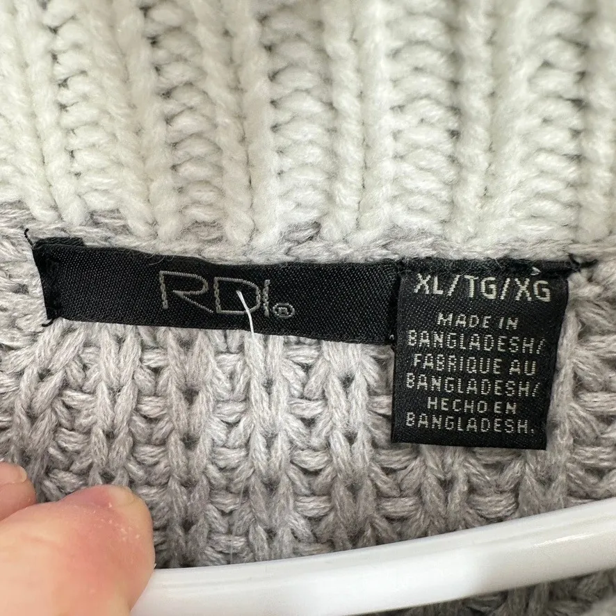RDI Nordstrom XL Gray Knit Half Zip Pullover Sweater Chunky Casual Comfy‎ - Image 3