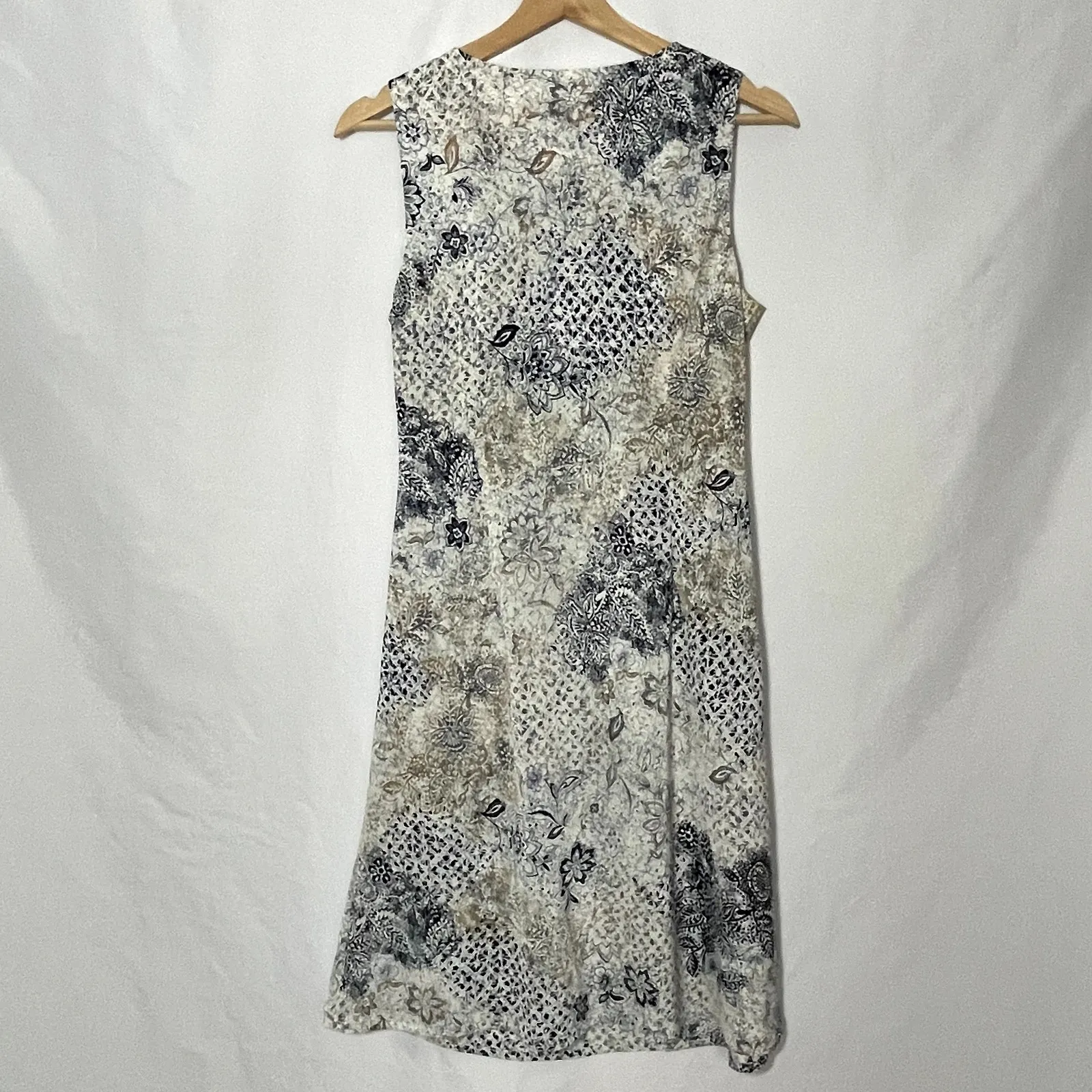 Bali blue white sleeveless lace up sundress sheath women's size 8 casual summer - Image 7