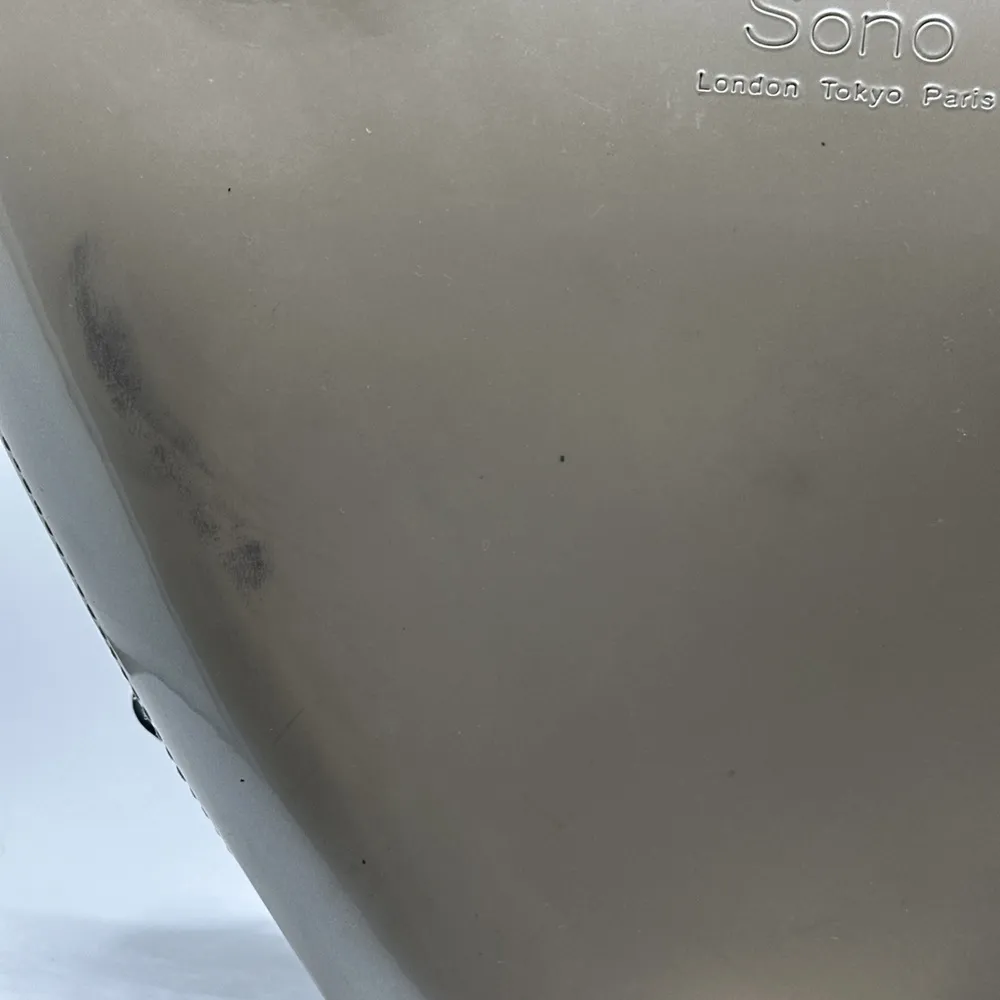 Sono Small Handbag   Paris London Tokyo Gray w/Blk Chain Straps Parent Leather - Image 3