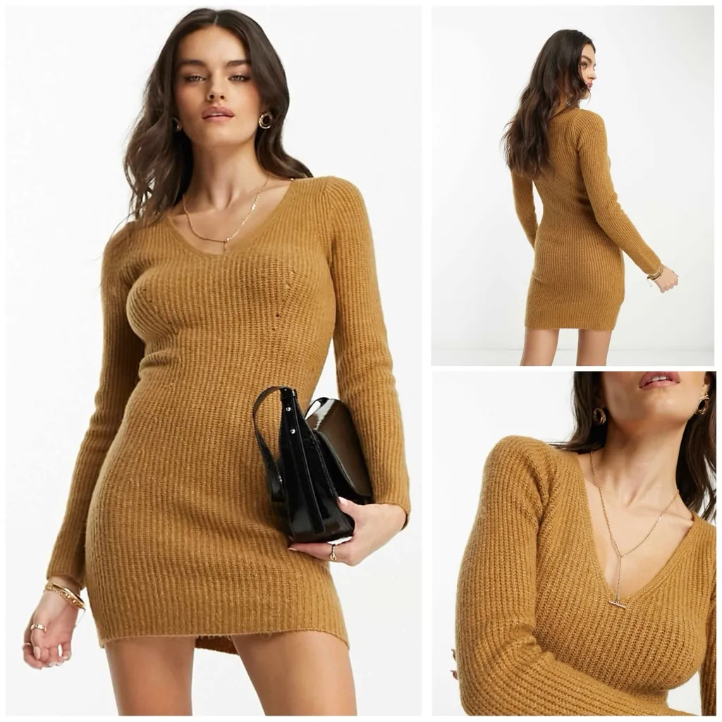 🆕 MNG | Mango Knit Sweater Dress in Camel - Image 5