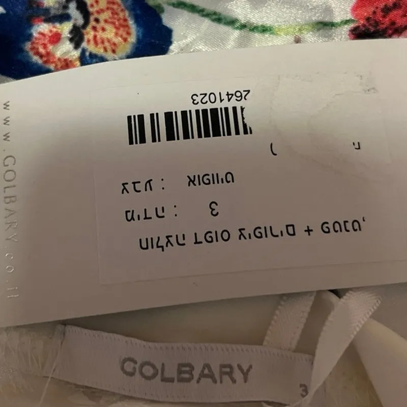 NEW Golbary Floral Silk Satin Jacquard Floral Short Sleeve V Neck Blouse Top 3 White Size undefined - Image 4