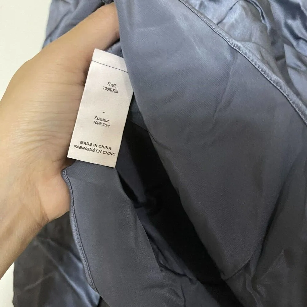 NWT! Cinq à Sept "Jordy" luxe Silk Cowl blouse Blue Shadow crossover strap Small - Image 6