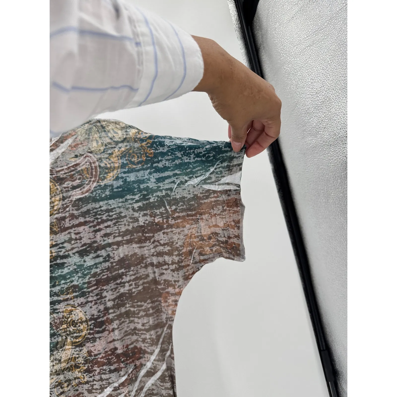 Maurices Y2K vneck burnout studded green brown ruched sides size 3X Y2K Baddie - Image 7