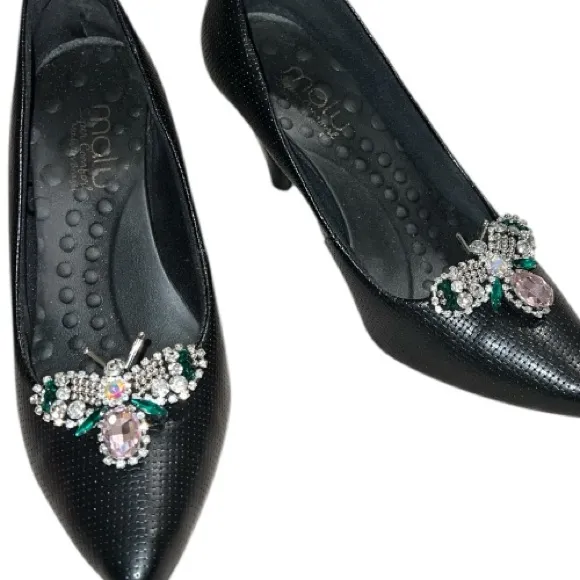 Pretty rhinestone butterfly shoe clips. So versatile. Black Size undefined - Image 2