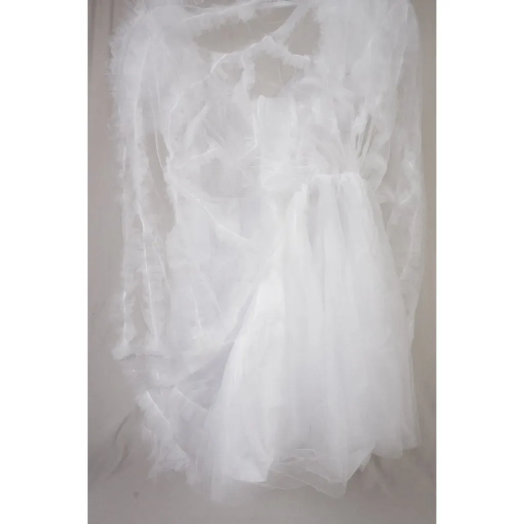 White Off Shoulder Tulle Puffy Sleeve Dress Costume Party Homecoming US 10 - Image 7