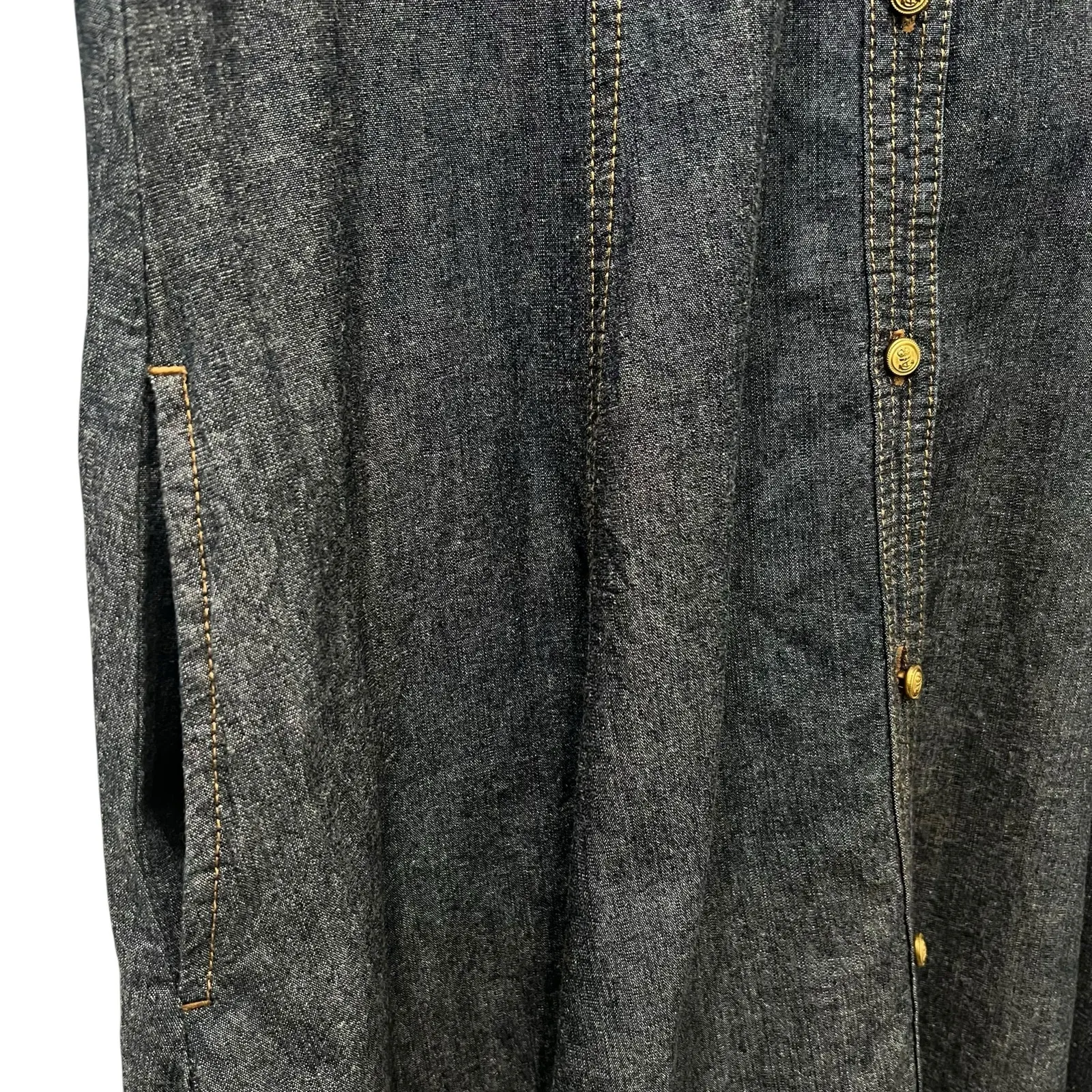 Ralph Lauren LRL Lauren Jeans Blue Denim Dress Military Size 8 Midi Short Sleeve - Image 5