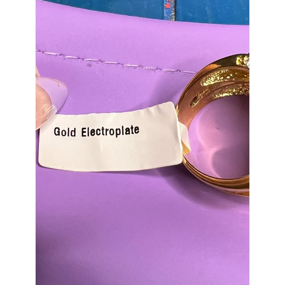 Palm Beach jewelry 3.64 TCW Baguette Cut CZ Gold Plated Crossover Ring Sz 8.5 NE - Image 5