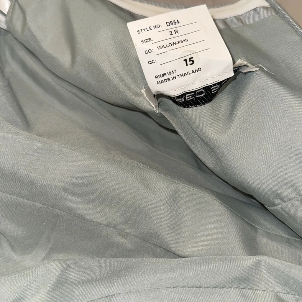 NEW Alfred Sung Off the Shoulder Bow Corset Satin
Trumpet Gown willow Sz 2 - Image 2