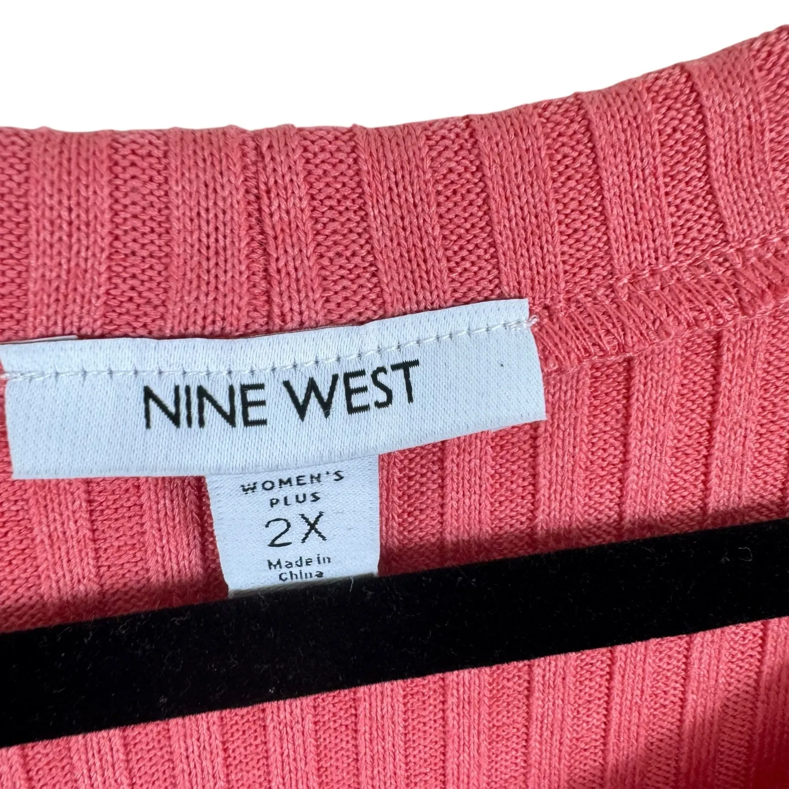 Nine West Pink Coral Ribbed Knit Sleeveless Midi Shift Sweater Dress Size 2X - Image 5