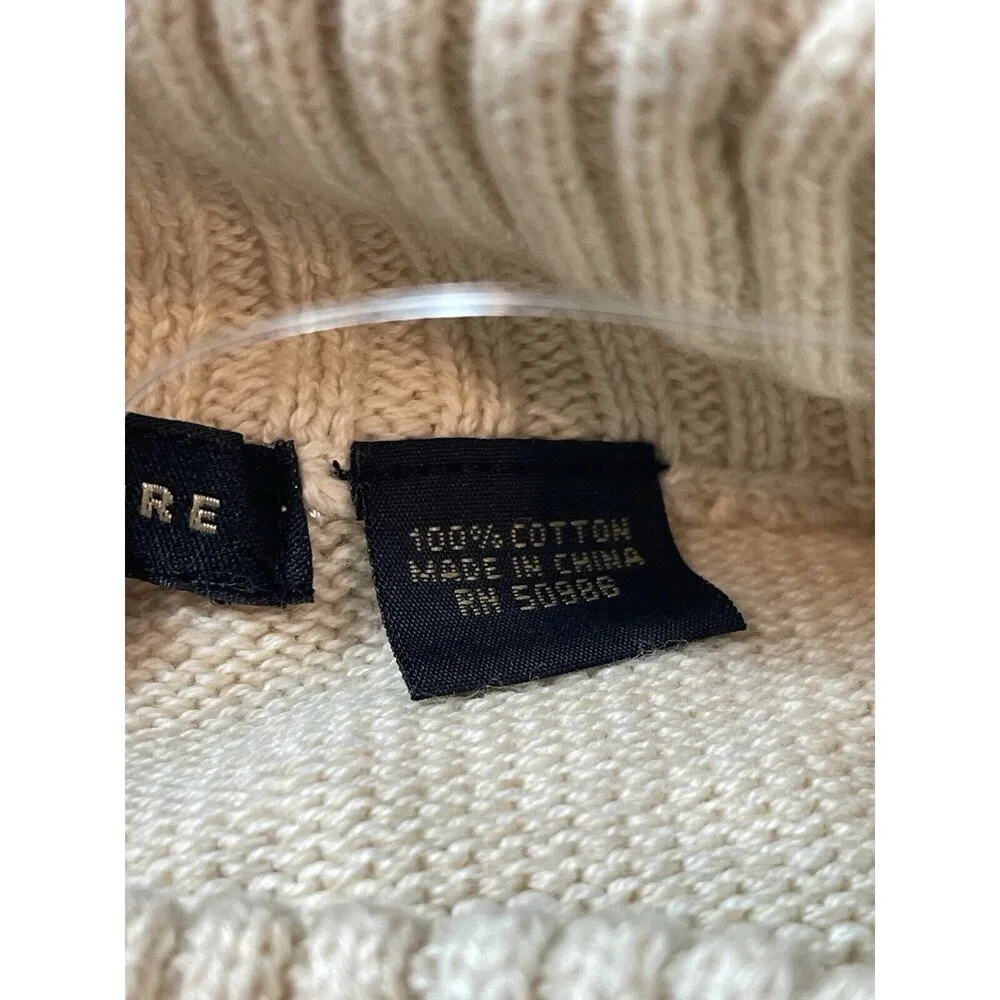 Jeanne Pierre Cream Light Beige Mock Neck Pullover Knit Sweater M NWT - Image 9