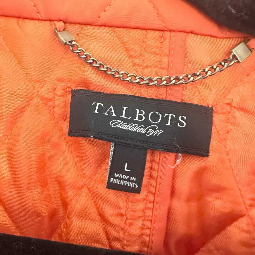 Talbots Diamond Quilted Chore Coat Jacket Pumpkin Orange Fall, Size Large - Image 2