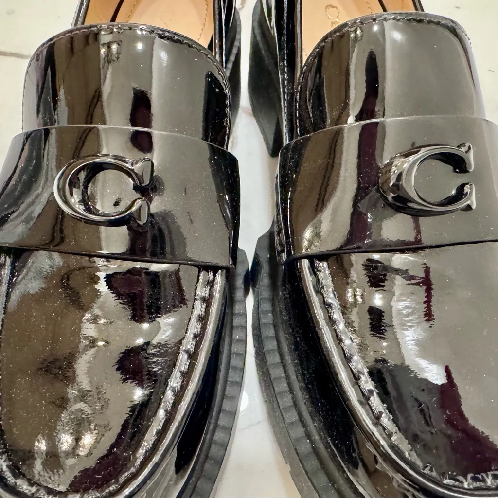 NWT COACH Leah platform lug sole loafers black patent leather size 6.5 - Image 7