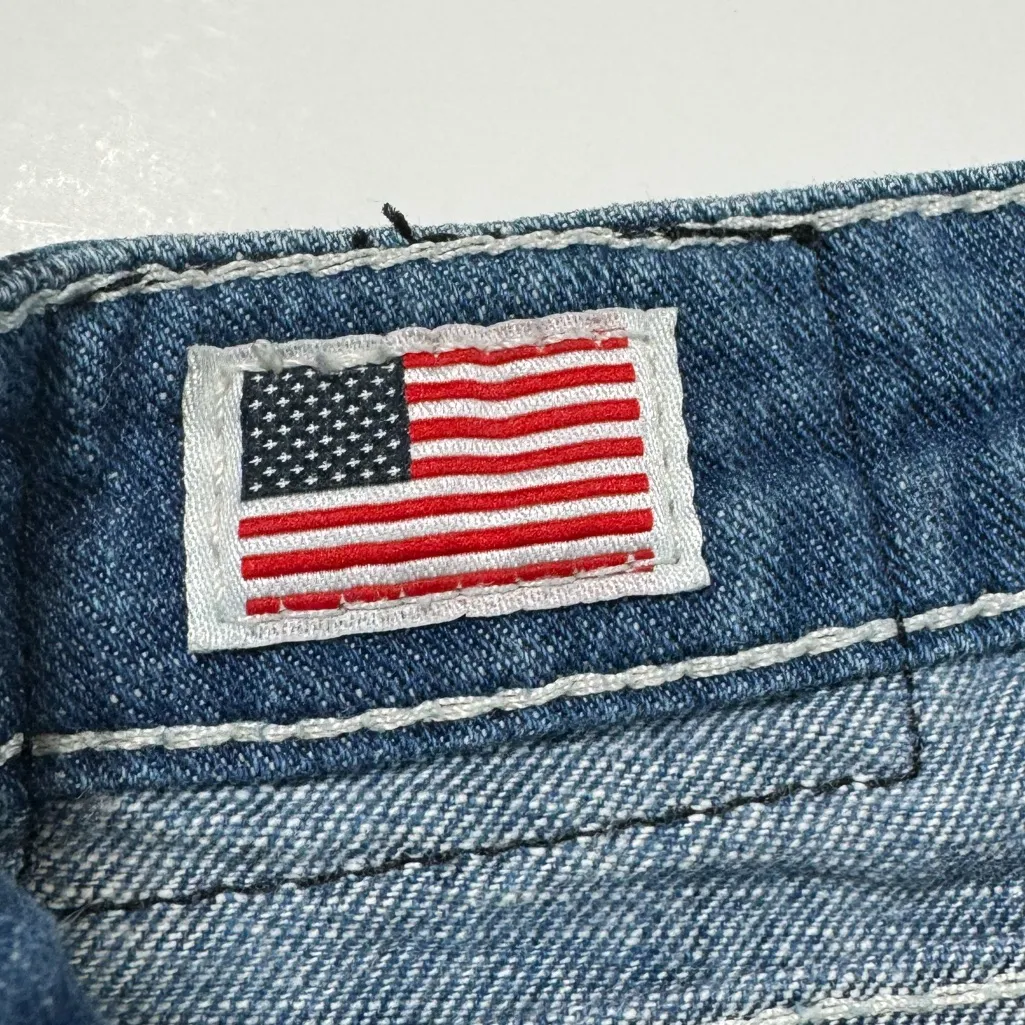 True Religion Keira Denim Shorts size 28 Y2K Rare Unique Patterned - Image 13