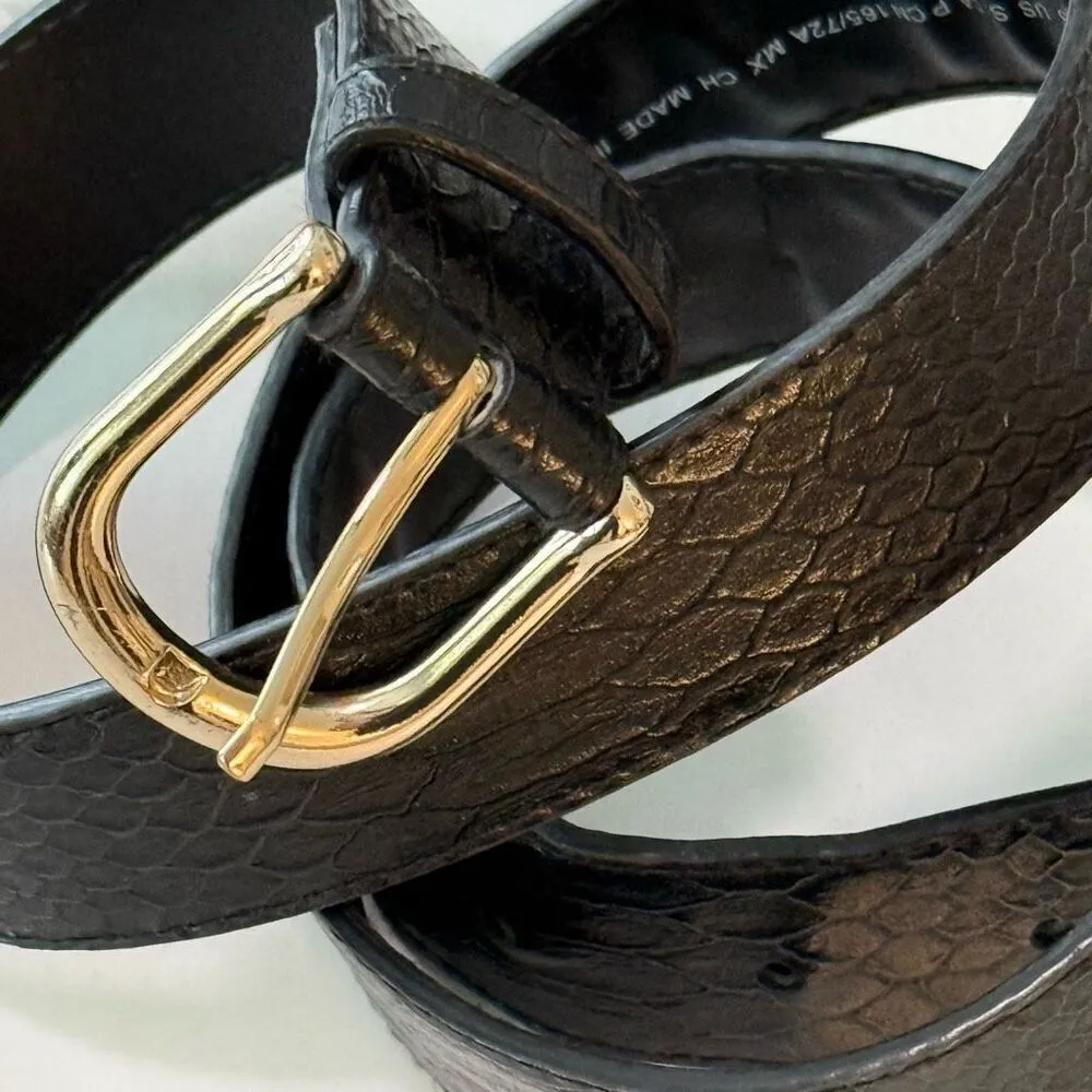 H&M women’s vinyl black snake print belt size small - Image 3