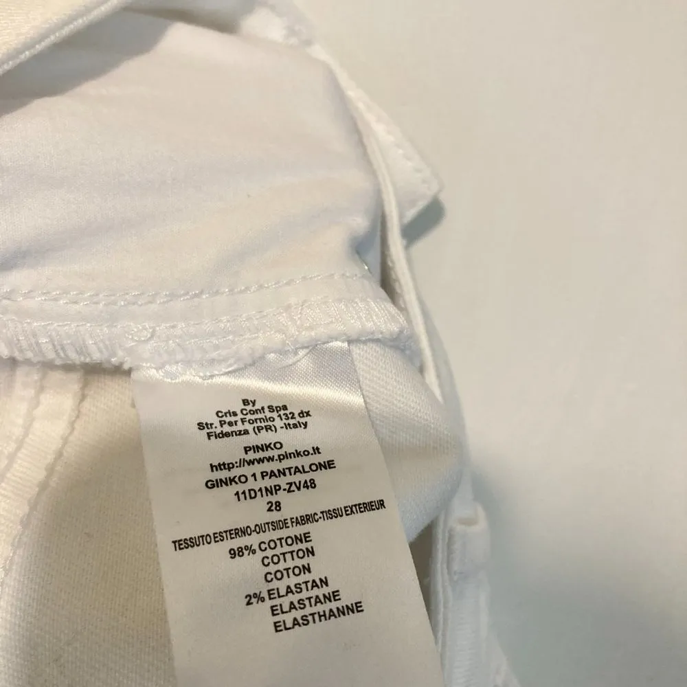 Pinko 'BLACK' women's size 28 super stretch bull denim brill white jeans 30x34 " - Image 5