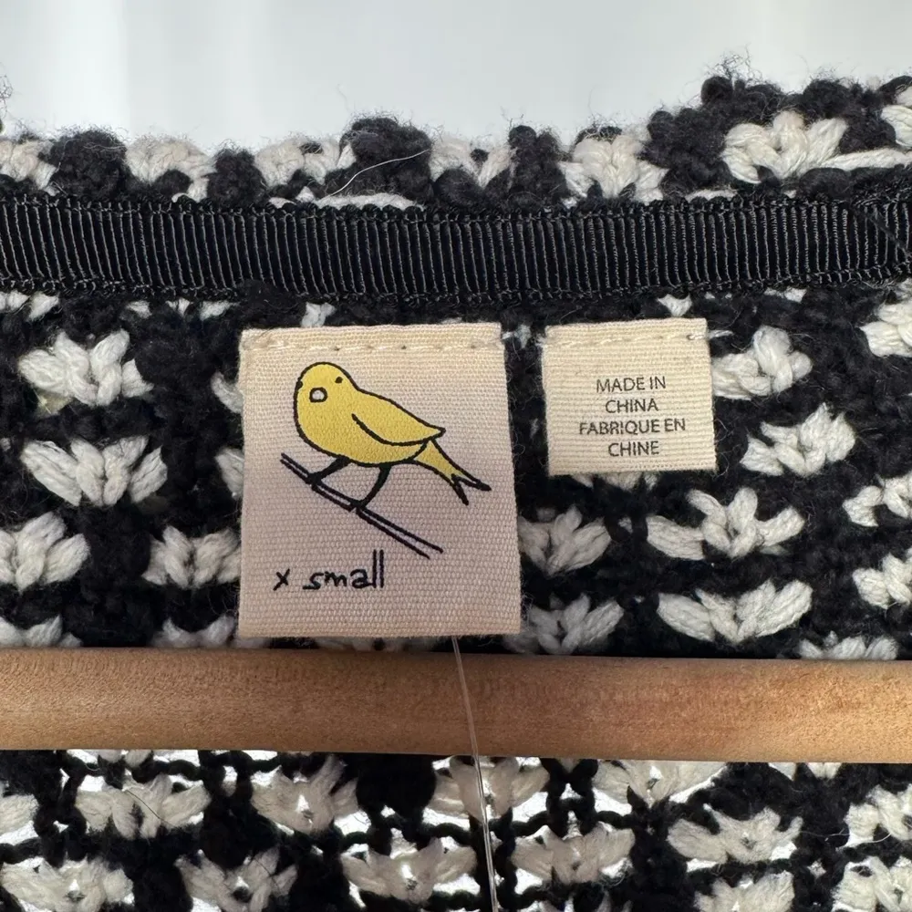 NWT Anthropology Yellow Bird Slubby Moto Jacket Sweater in Ivory Black Size‎ XS - Image 5