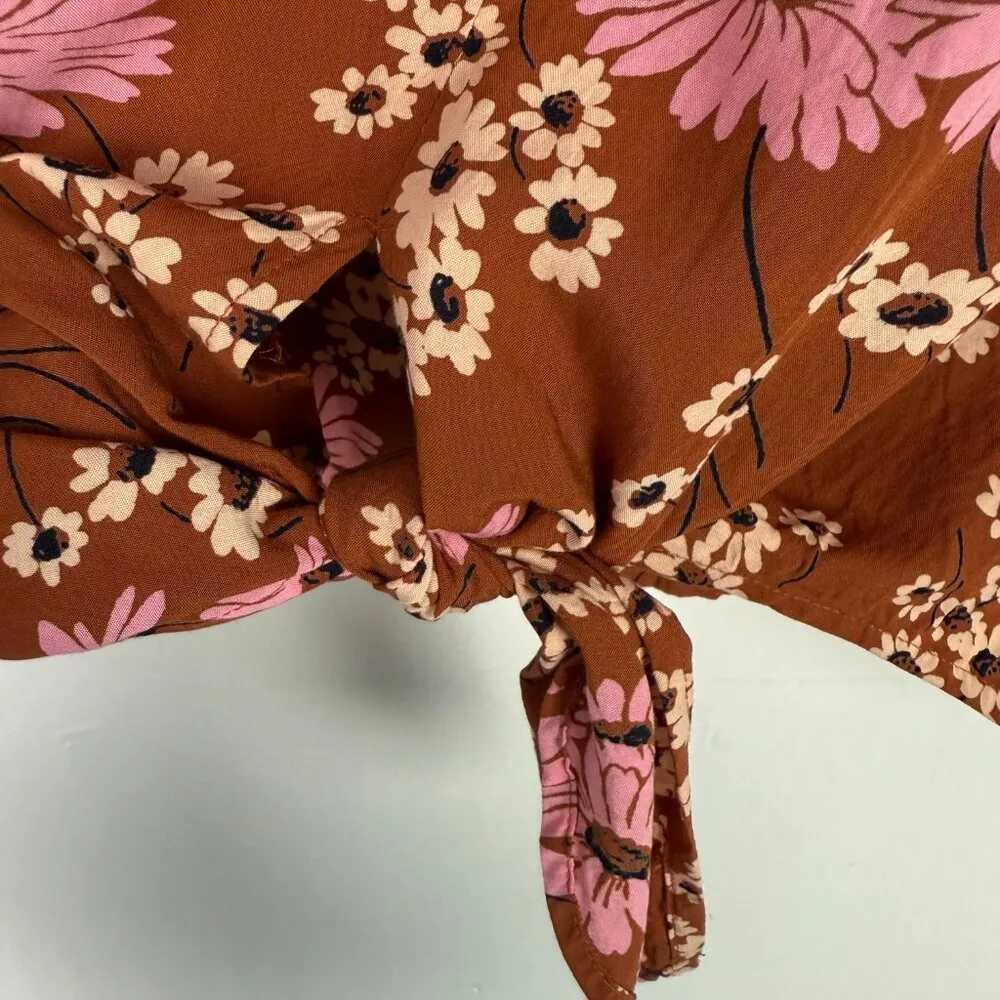 Madewell Novel Tie-Front Top in Hillside Daisies Burnt Clay Size Small S - Image 8