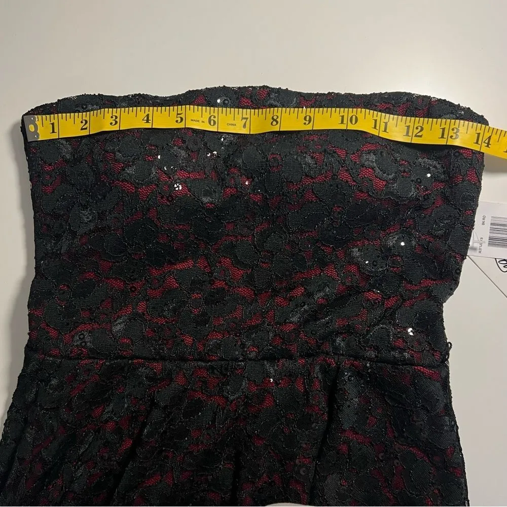 Love Reign Strapless Black Lace Overlay Dress Sz M Sequin Grunge Whimsigoth HOCO - Image 4