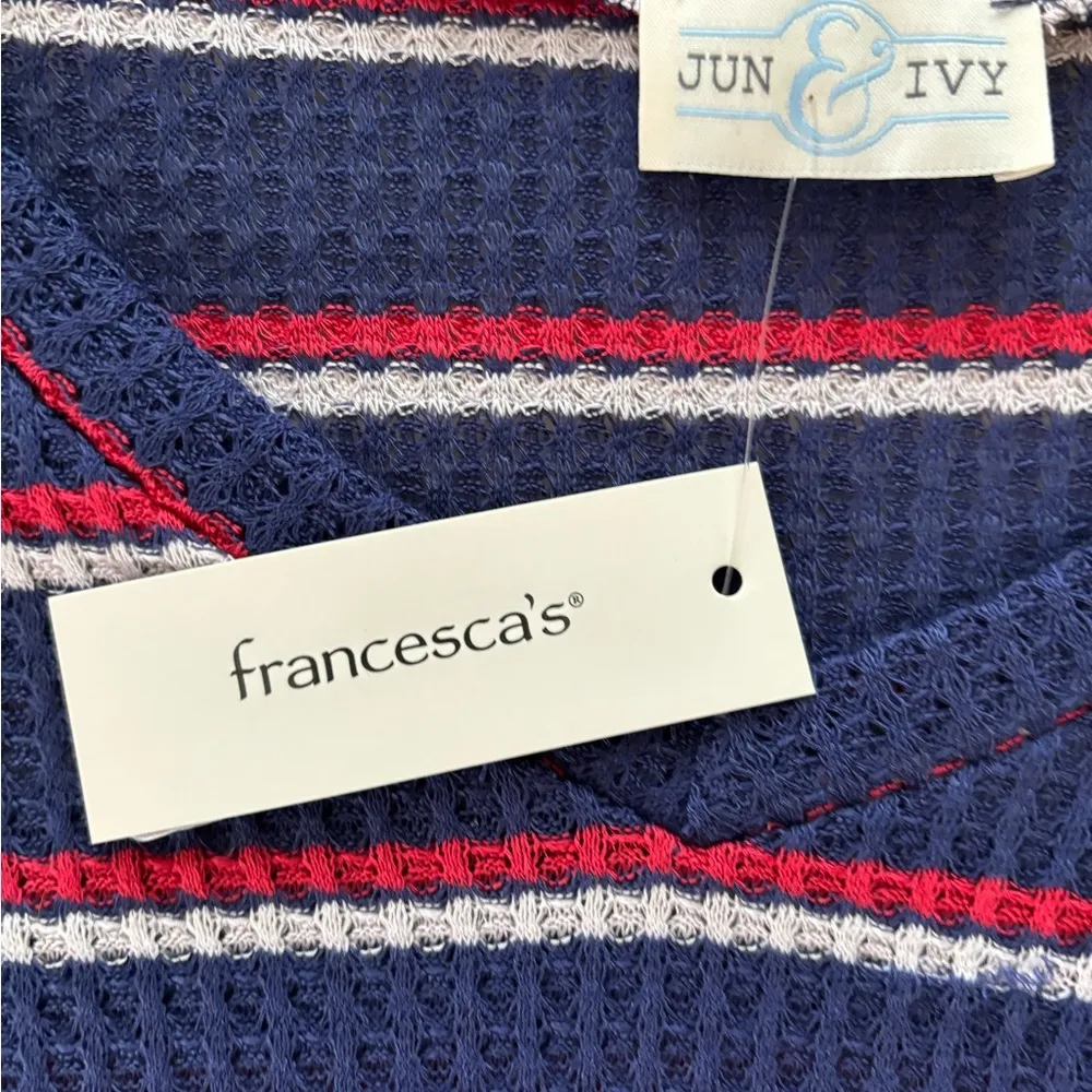 NWT Francesca’s Jun &  Ivy Monica Striped Waffle Knot Top - Image 13