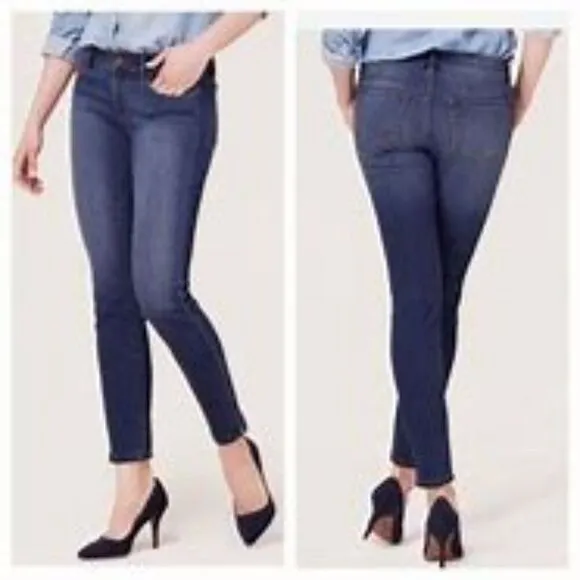 Ann Taylor LOFT Outlet Modern Skinny in Dark Wash Petite Mid Rise Denim Jeans-2P - Image 2