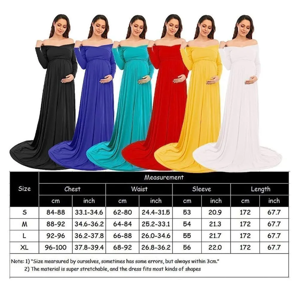 NEW Maternity Off Shoulder Half Circle Gown Photo Shoot Maxi Dress S Blue Size undefined - Image 3