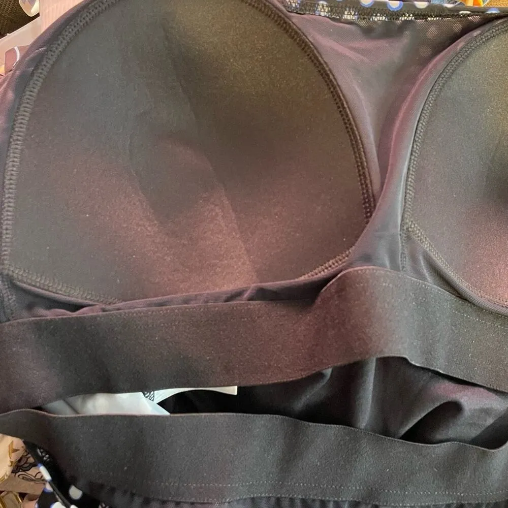 Black Blue White Dot Tankini Swim Swimsuit Top Ruched 24W 24 new - Image 10