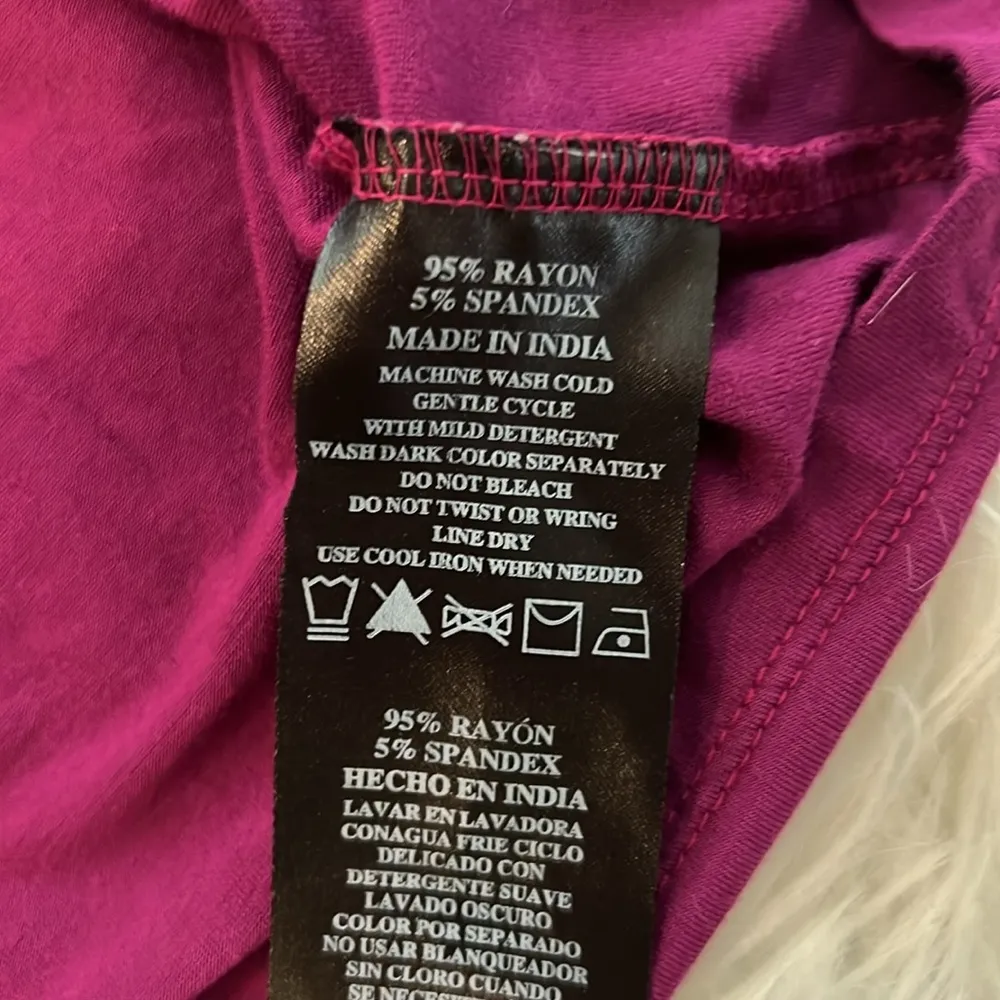 August Silk Purple 3/4 Sleeve Blouse w/ Gems and Pearls Size Large - Image 6