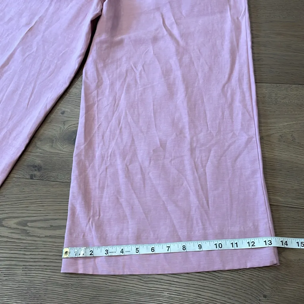Ryegrass Wide Leg High Rise Cropped Pants Pleated Size 8 NWOT Linen Blend Pink - Image 6