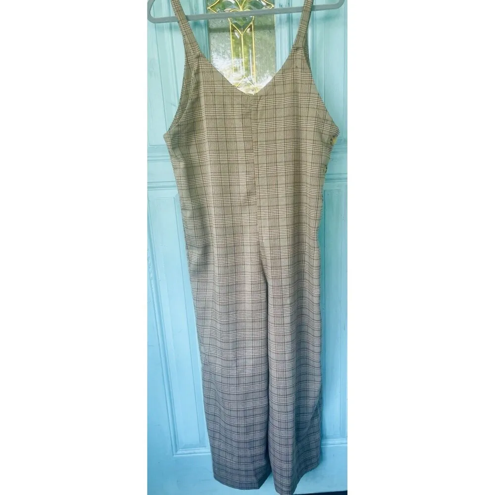 Brown Jumpsuit Women’s Small S Hem & Thread Plaid Overall Jumpsuit New W Tags - Image 2