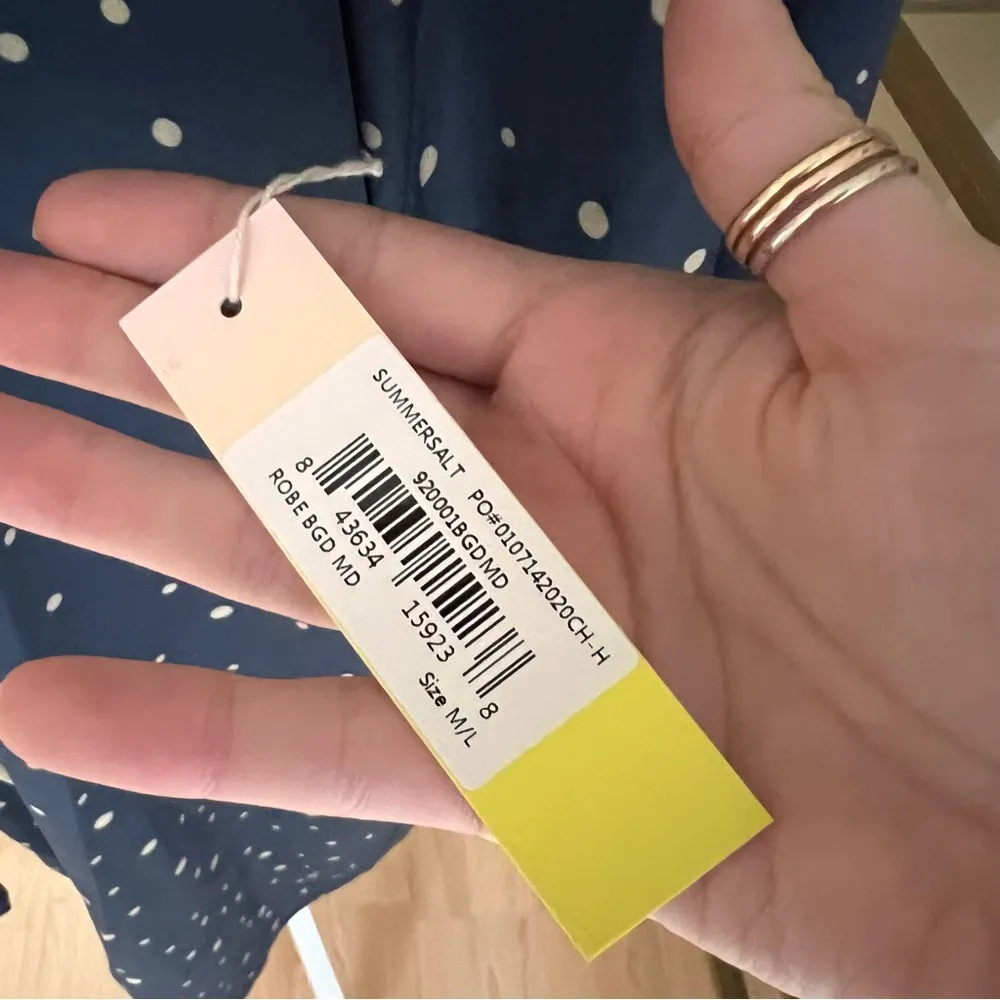 SUMMERSALT NWT Cloud 9 Silky Bath Robe Medium Large Blue Gold Polka Dot *NO TIE* - Image 3