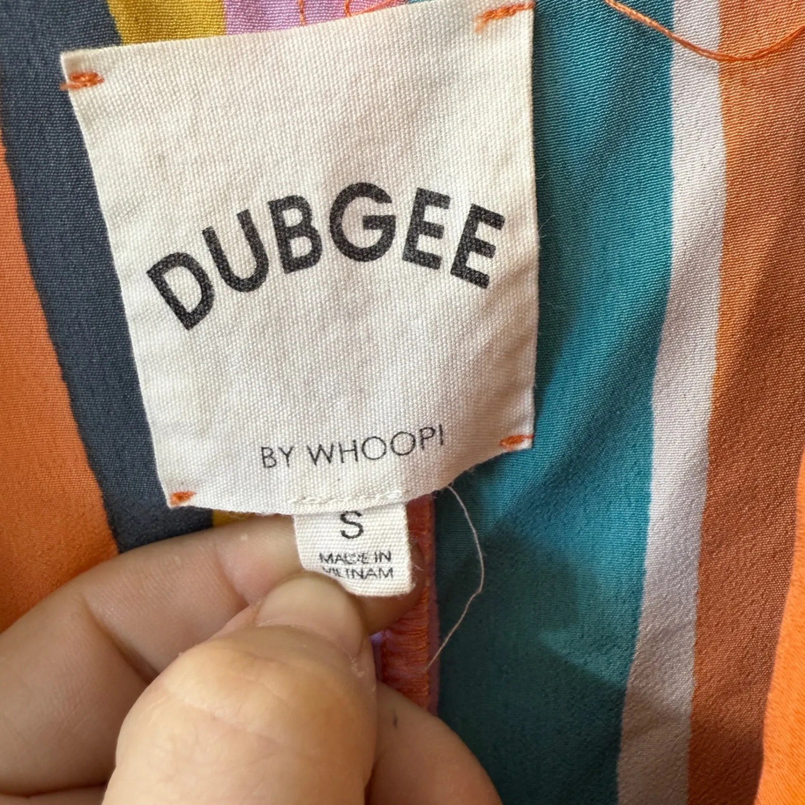 DUBGEE by WHOOPI Striped Sleeveless Wrap Midi Dress Women's Size S Orange Pink - Image 4