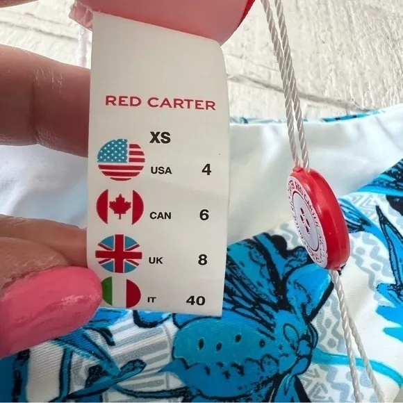 Red Carter Blue Floral Cheeky Bikini Swimsuit Bottoms size‎ XS NWT - Image 9