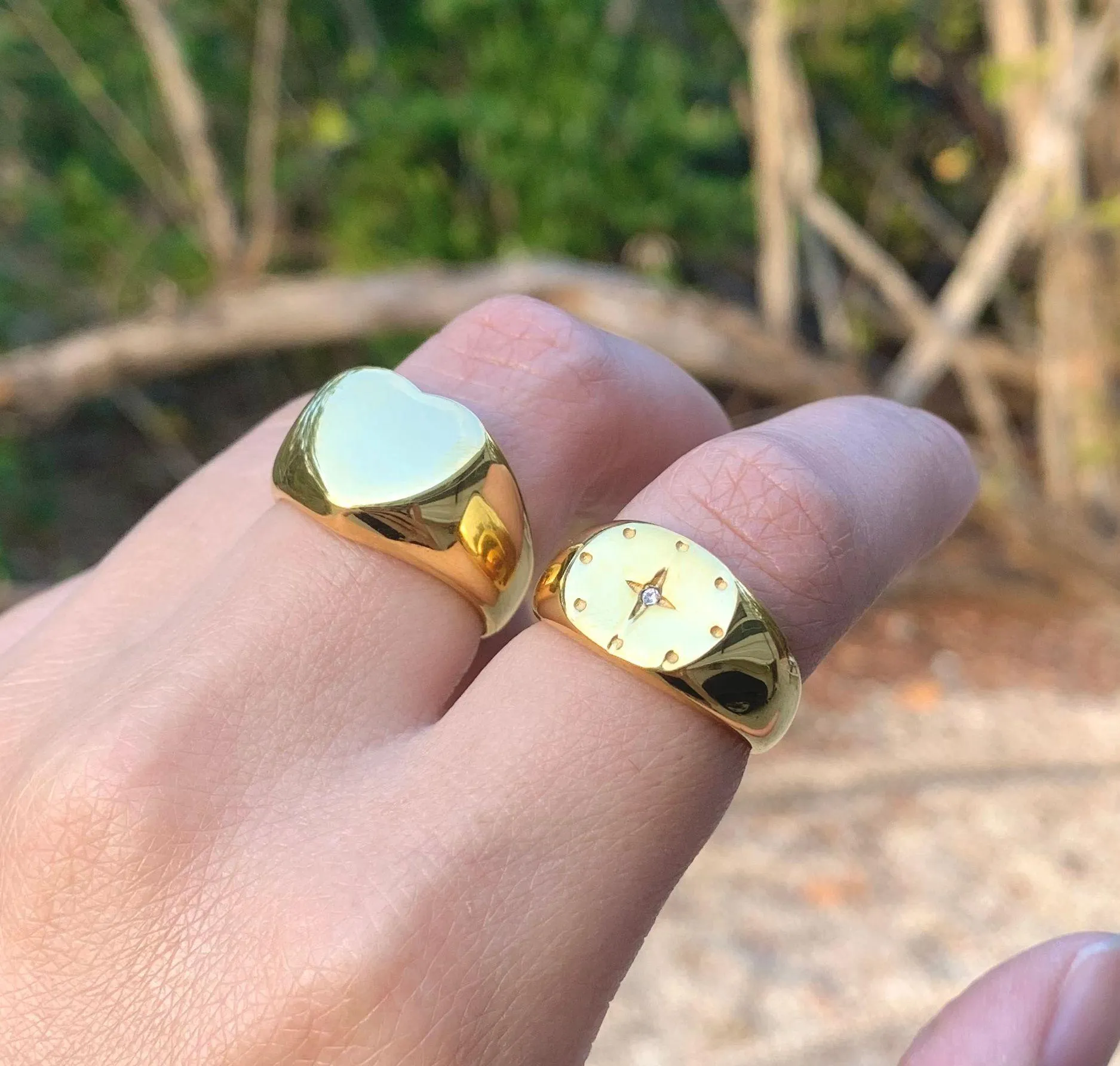 Gold ring heart ring big heart ring band ring simple ring stackable ring - Image 5