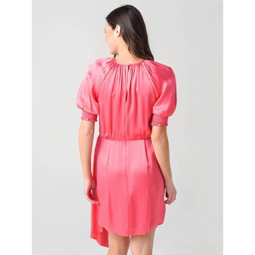 Saylor Zulu Satin Mini dress in Melon Pink Large New Womens Cocktail - Image 12