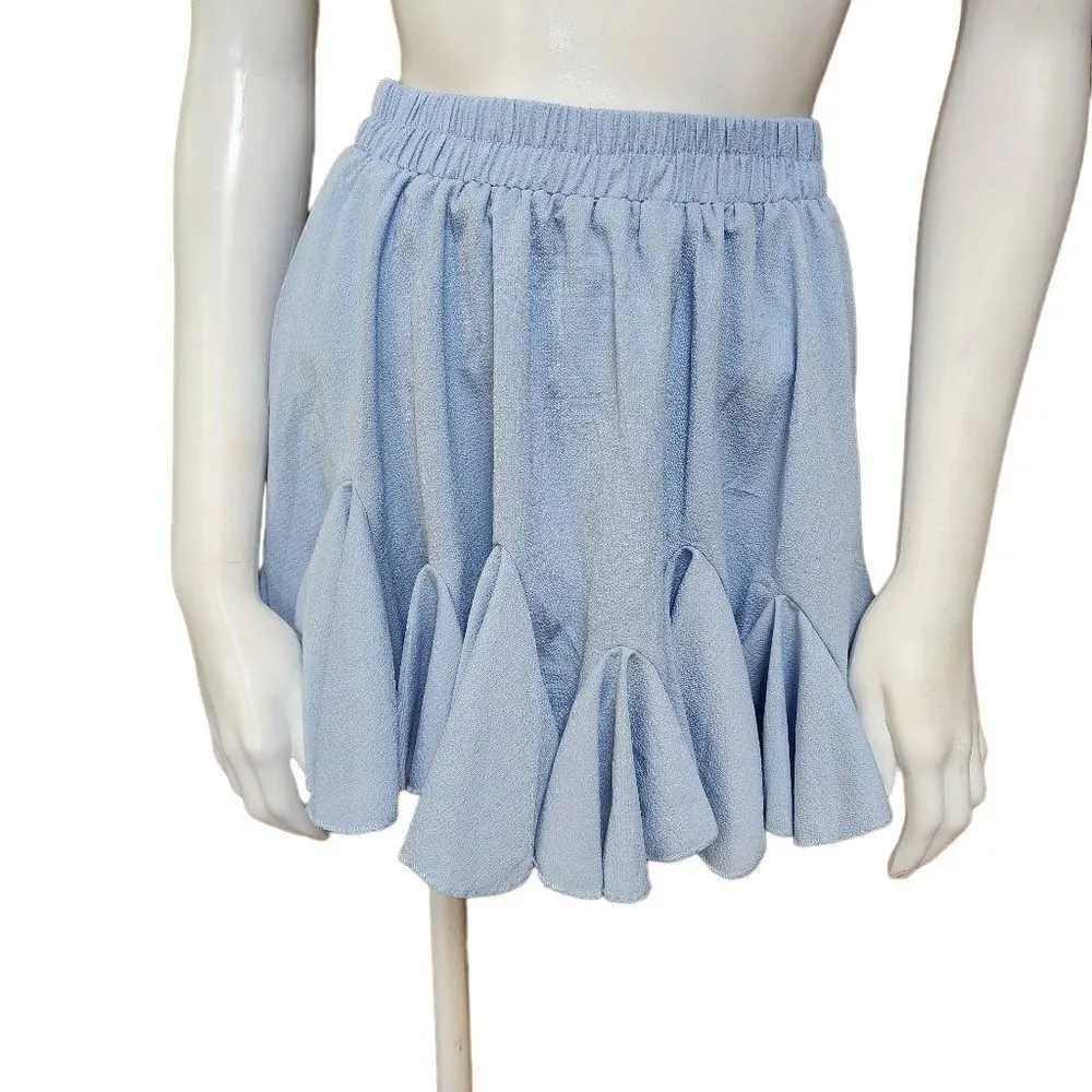 Avidlove Blue Pleated Ruffle Skater Skort (S) - Image 3
