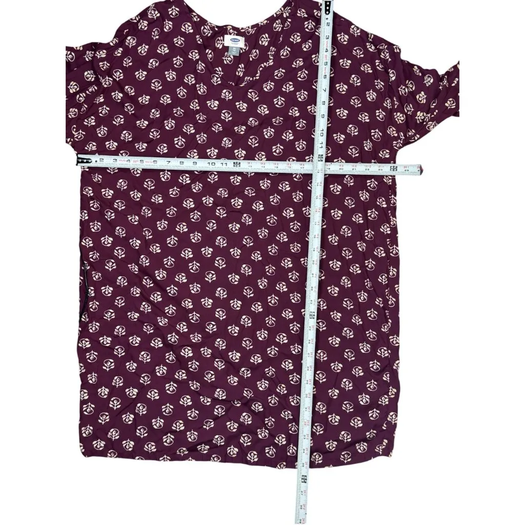 Old Navy Womens Size XL Purple Floral Long Sleeve Tunic Top 100% Rayon - Image 11