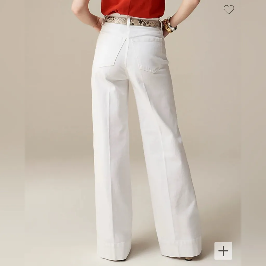 J. Crew Women’s Wide-leg Denim Trouser Denim Pant in White Size 32 NWT - Image 4