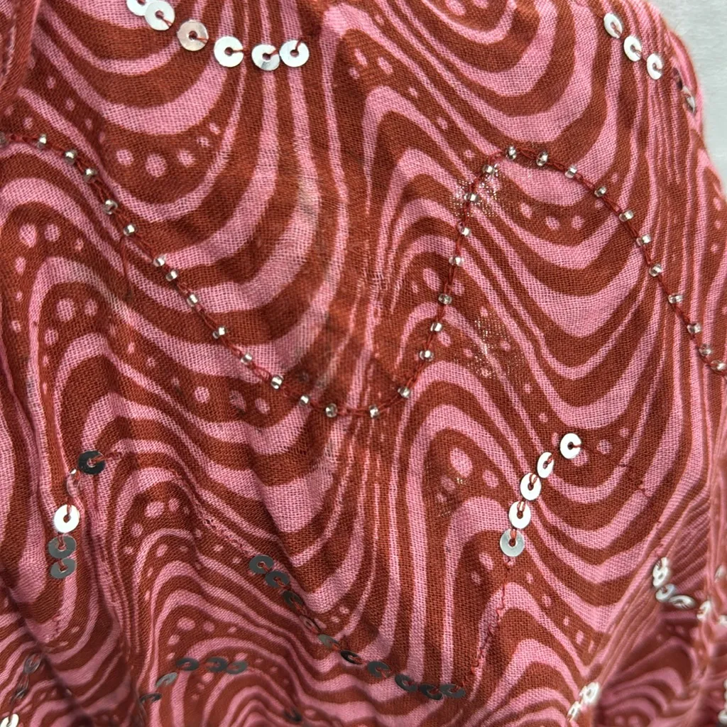 Zara burgundy Pink Sequin Swim Coverup xs lightweight vacation resort beach - Image 15