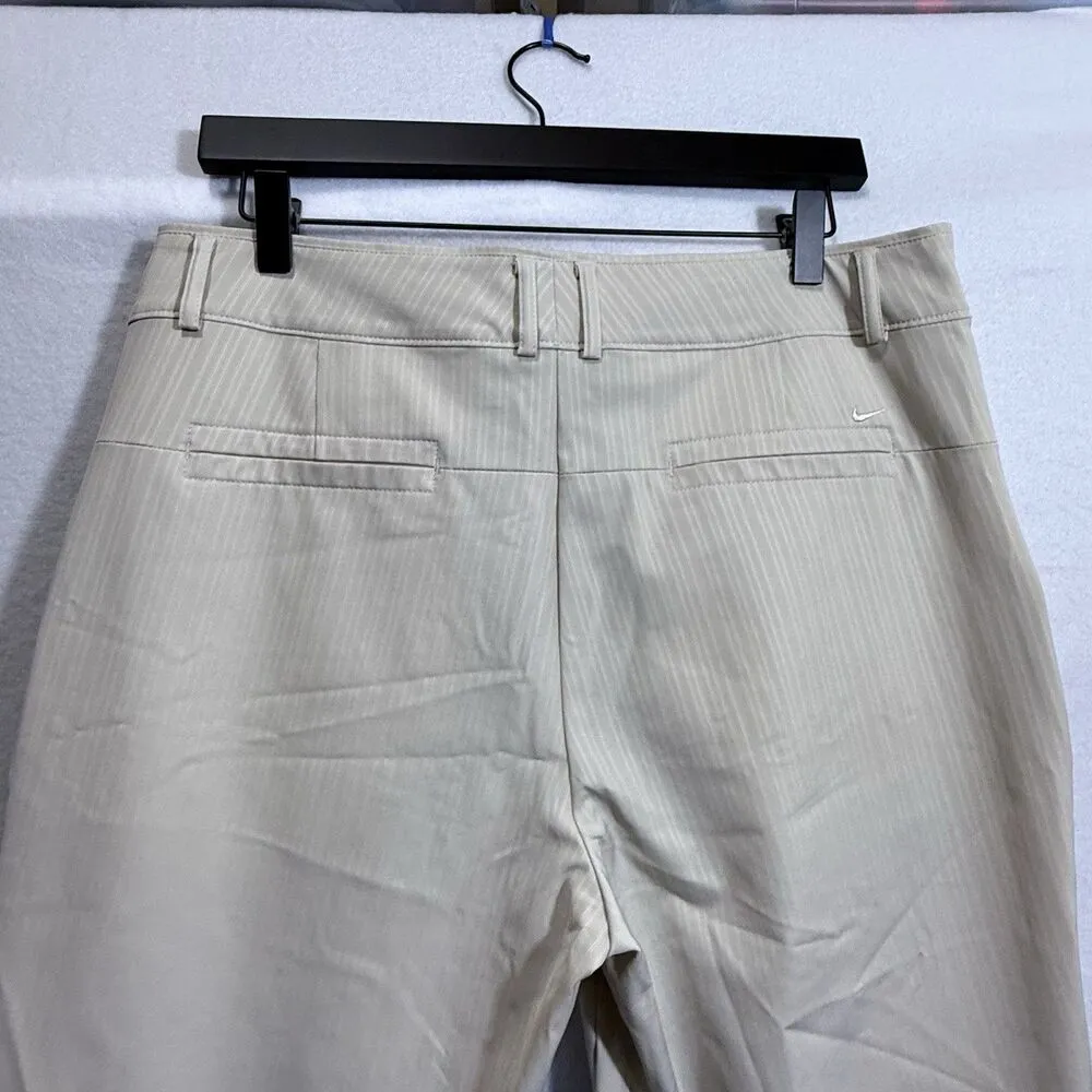 Women's Nike Golf Light Tan Pinstripe Bermuda Shorts Size 14 Quick Dry Athletic - Image 10