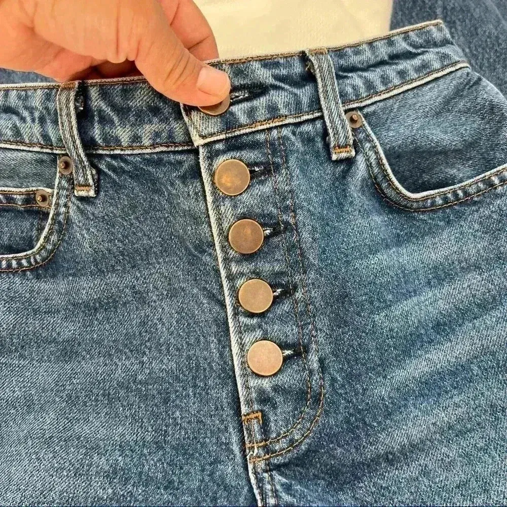 Reformation  Mid Rise Button Fly Denim Jeans 24 - Image 10