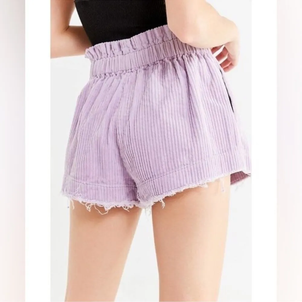 Urban Outfitters Lavender Corduroy Pull On Paper-bag Shorts Size: S‎ - Image 2