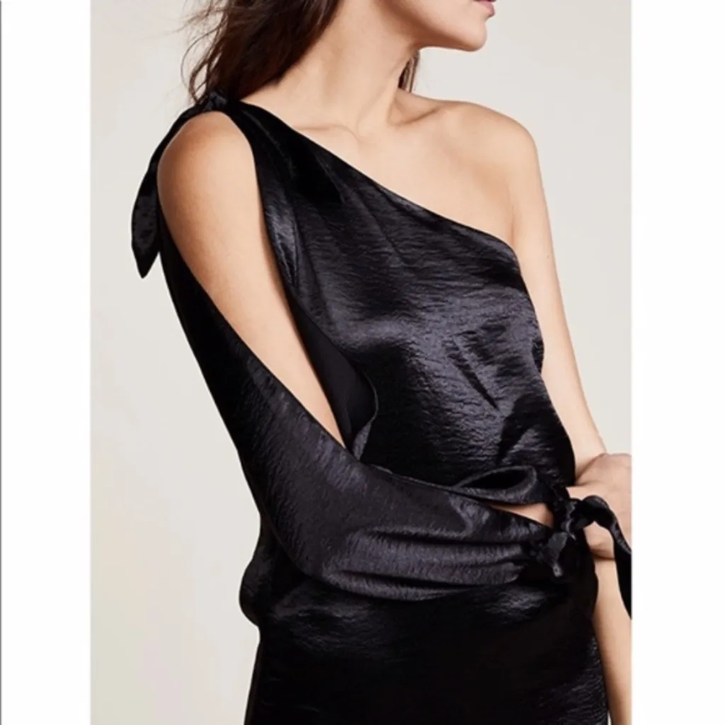 NWT Rebecca Minkoff Nash Dress Black One Shoulder Silky Fabric - Image 7