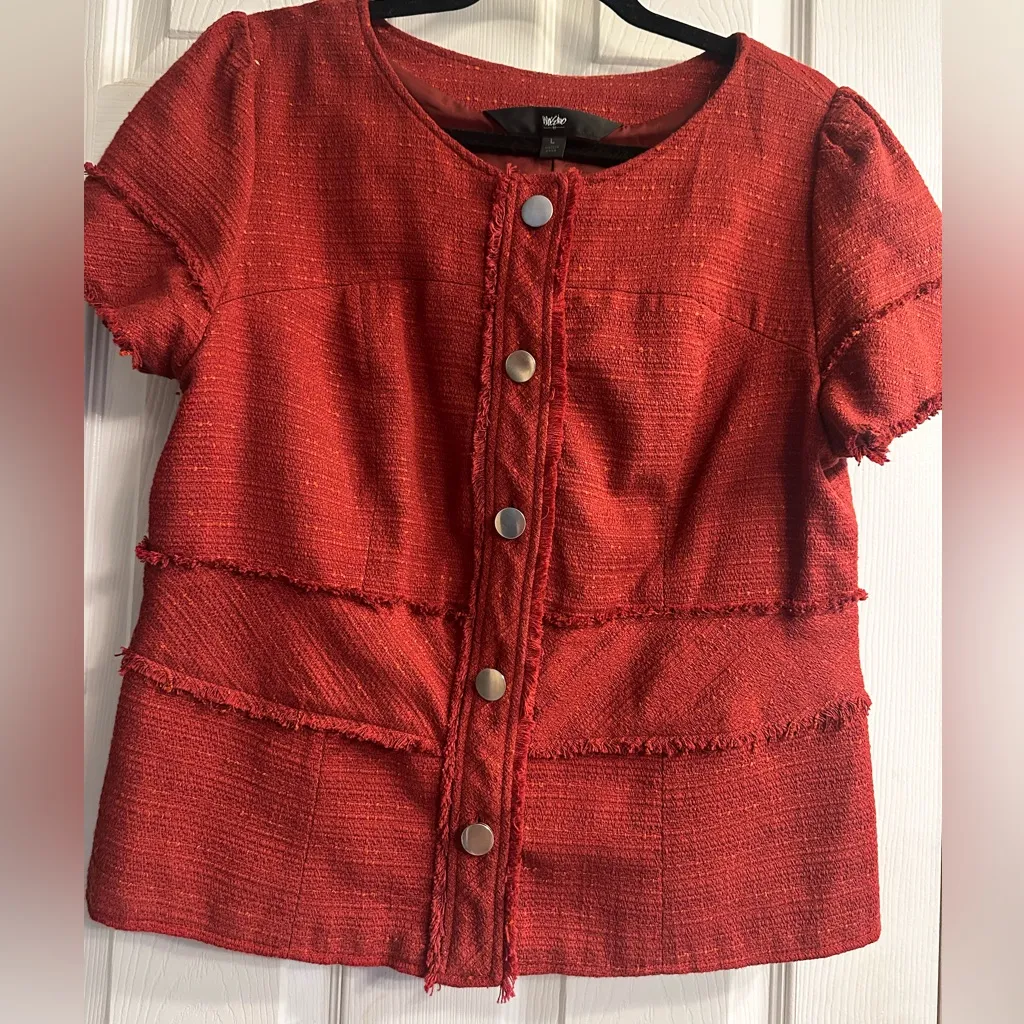 Moschino Red Textured Button-Front Top - Image 2